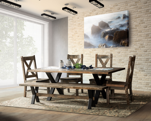 Amish Builder West Point Woodworking Dining Room Bench and Chair Mountain Setting